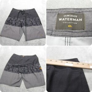 Quiksilver Waterman Shorts Mens 30 Gray Flora Drawstring Board‎ Swim Trunks